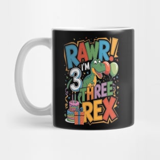 Kids Three Rex Birthday Party Mug
